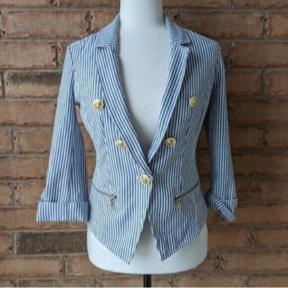 Dynamite seersucker striped blazer jacket - Picture 1 of 7